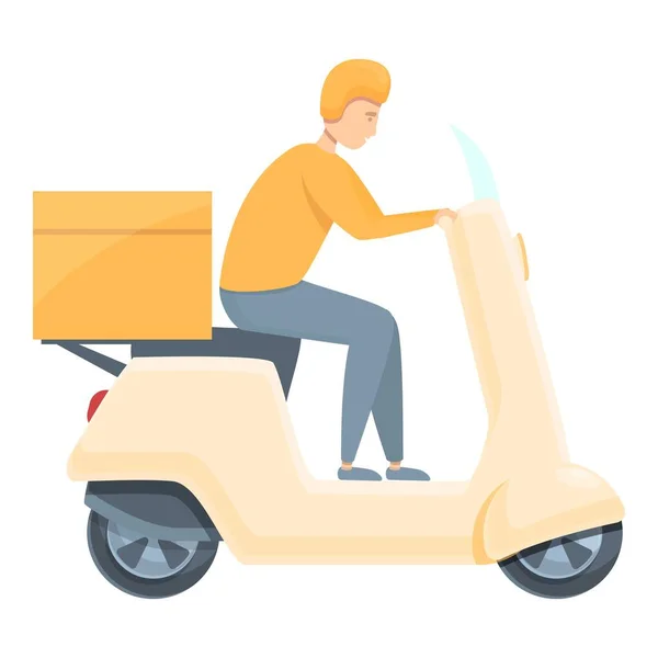 Delivery address icon cartoon vector. Scooter man — ストックベクタ
