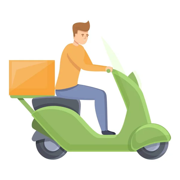Courier bag icon cartoon vector. Scooter delivery — Vector de stock