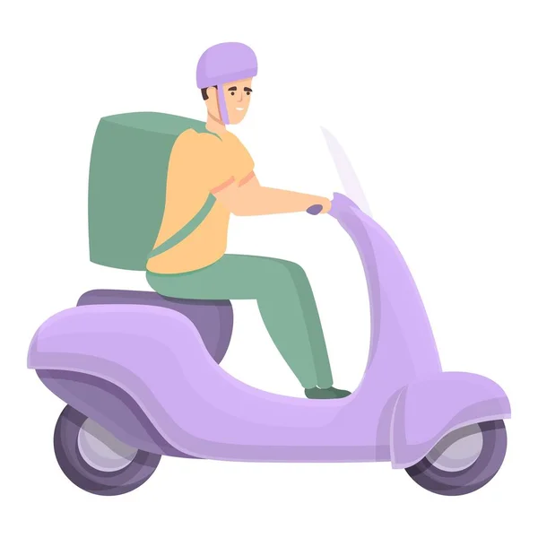 Courier cap icono vector de dibujos animados. Entrega de scooter — Archivo Imágenes Vectoriales