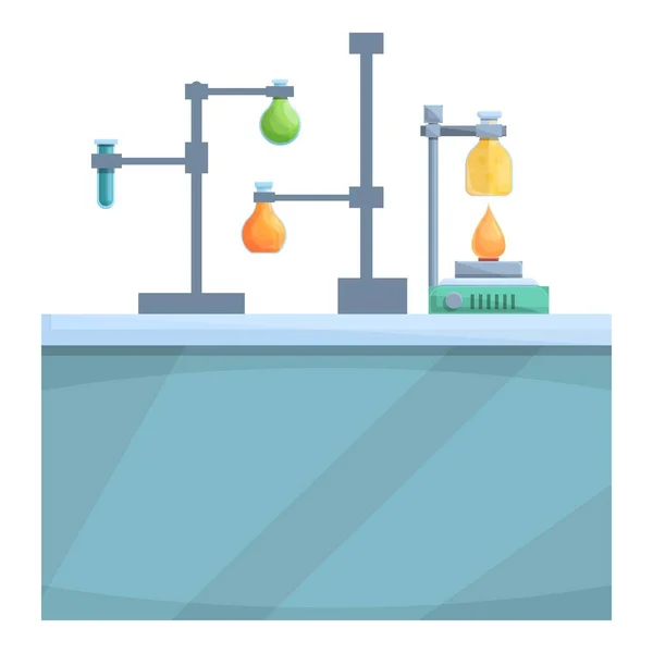 Research lab table icon cartoon vector. Scientist laboratory — 스톡 벡터