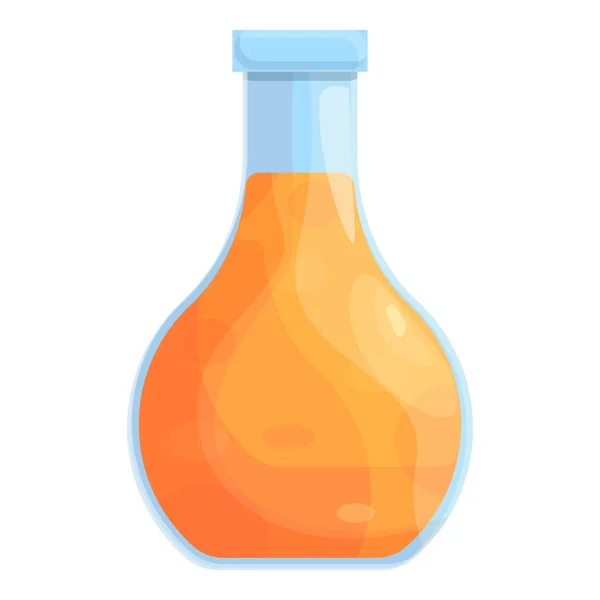 Chemistry orange flask icon cartoon vector. Lab scientist — Stock Vector