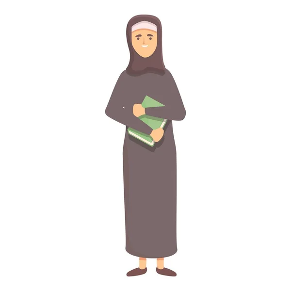 Muslim student girl icon cartoon vector. Arab education — Stock vektor