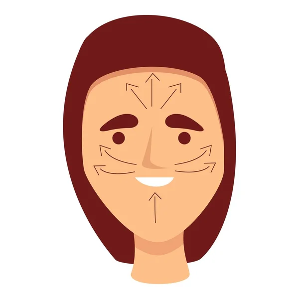 Face massage direction icon cartoon vector. Facial skin — 스톡 벡터