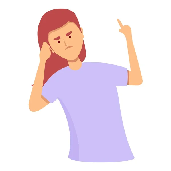 Girl deaf icon cartoon vector. Woman mute — 스톡 벡터