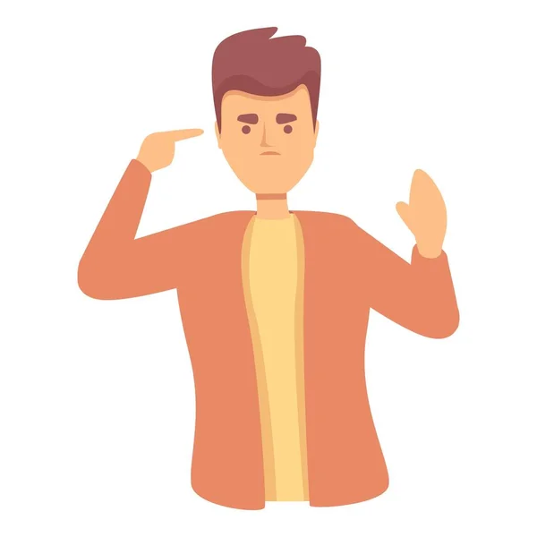 Deaf young boy icon cartoon vector. Mute person — Stockvector