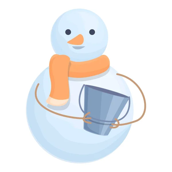 Smiling snowman icon cartoon vector. Snow man — стоковый вектор