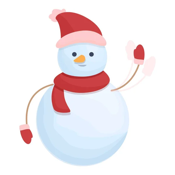 Snowman say hello icon cartoon vector. Christmas man — стоковый вектор