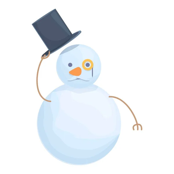 紳士雪だるまのアイコン漫画のベクトル。クリスマスの楽しみ — ストックベクタ