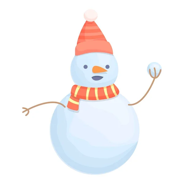 Snowman play fun icon cartoon vector. Hat man — стоковый вектор