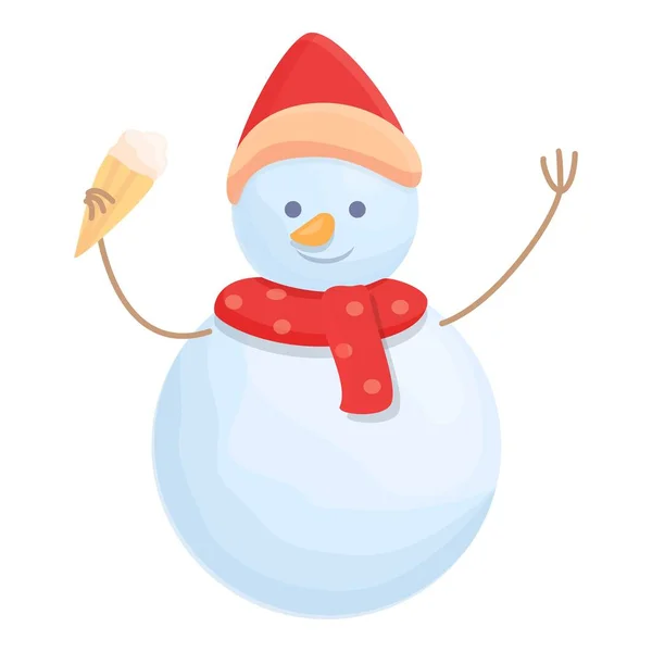 Snowman ice cream icon cartoon vector. Snow man — Stockový vektor