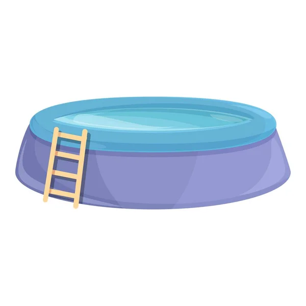 Ladder inflatable pool icon cartoon vector. Swim float - Stok Vektor