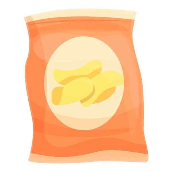 Chips with paprika icon cartoon vector. Packet with potato — Stockový vektor