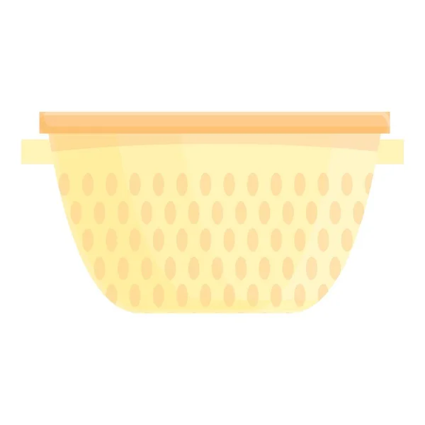Colander sieve icon cartoon vector. Kitchen pasta — Stock Vector