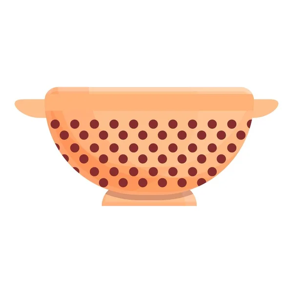 Food colander icon cartoon vector. Pasta sieve — стоковый вектор