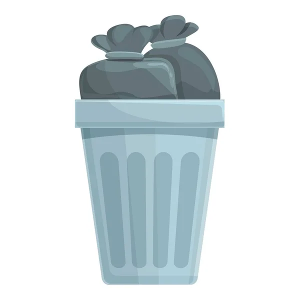 Garbage bin icon cartoon vector. Bag waste — Image vectorielle