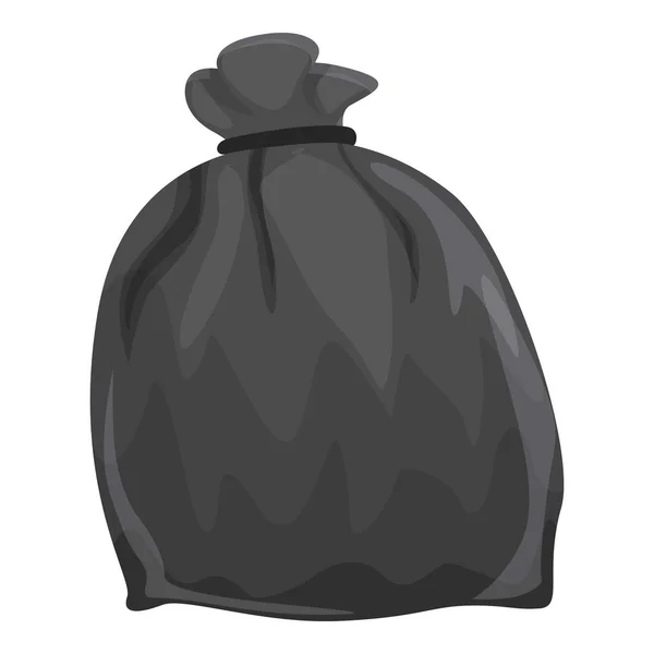 Black trash bag icon cartoon vector. Waste bin — Image vectorielle