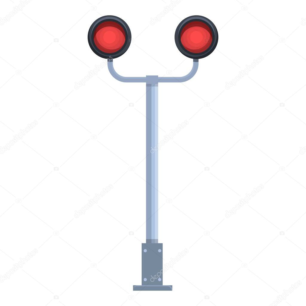 Railway traffic light icon cartoon vector. Train railroad