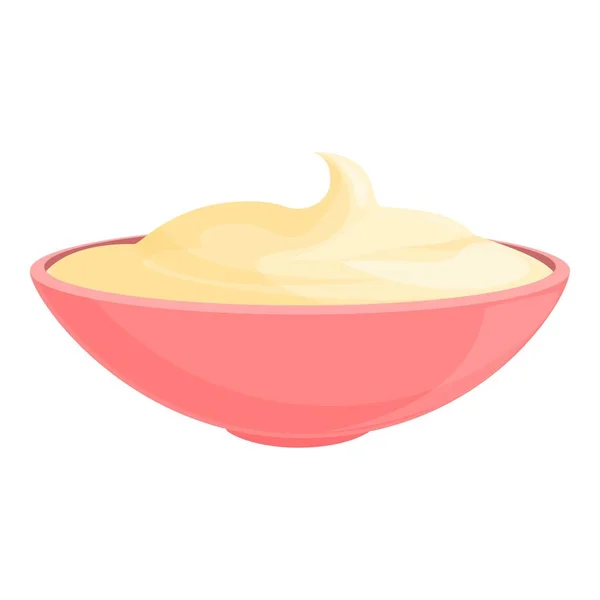 Tazón de comida icono crema vector de dibujos animados. Productos lácteos — Archivo Imágenes Vectoriales