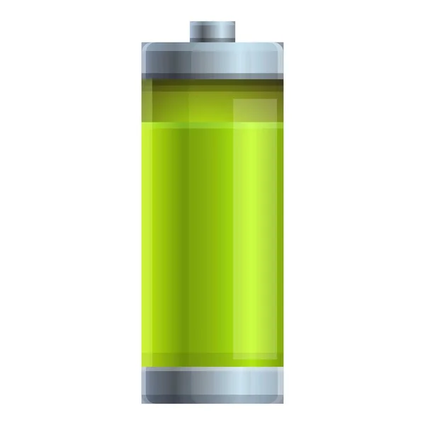 Green battery icon cartoon vector. Charge energy — Stockový vektor
