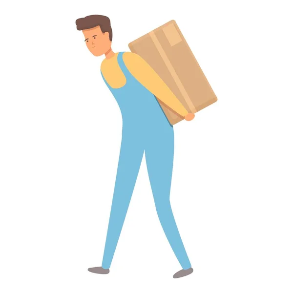 Man relocation box icon cartoon vector. House move — стоковый вектор