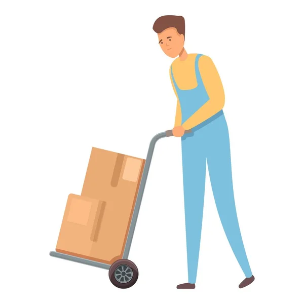 Take box cart icon cartoon vector. House move — Vector de stock
