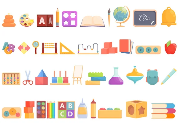 Early educations icons set cartoon vector. Children learn — Image vectorielle