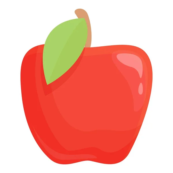 Icono de manzana roja vector de dibujos animados. Frutas de hoja — Archivo Imágenes Vectoriales