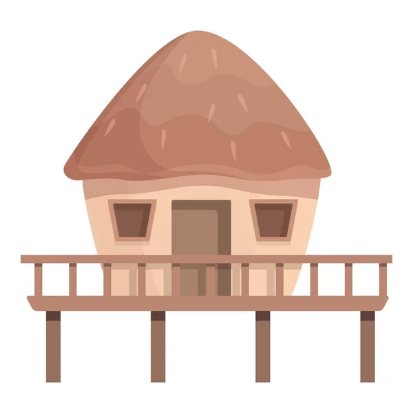 Bungalow building icon cartoon vector. Island house — Image vectorielle