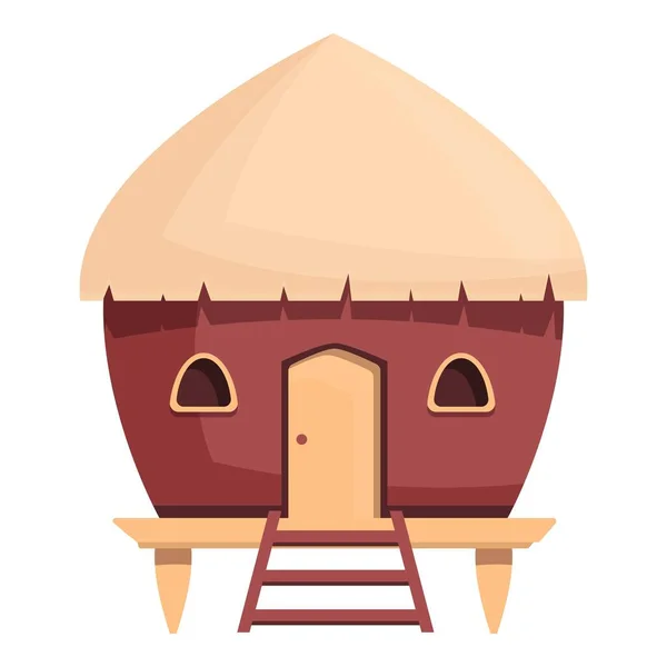 Hay bungalow icon cartoon vector. Sea villa — стоковый вектор