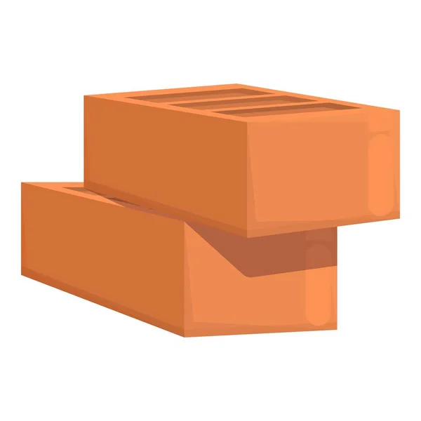 Red brick stack icon cartoon vector. Wall cement —  Vetores de Stock