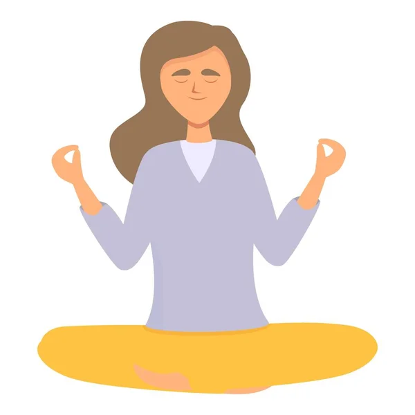 Meditation exercise icon cartoon vector. Woman yoga — Image vectorielle