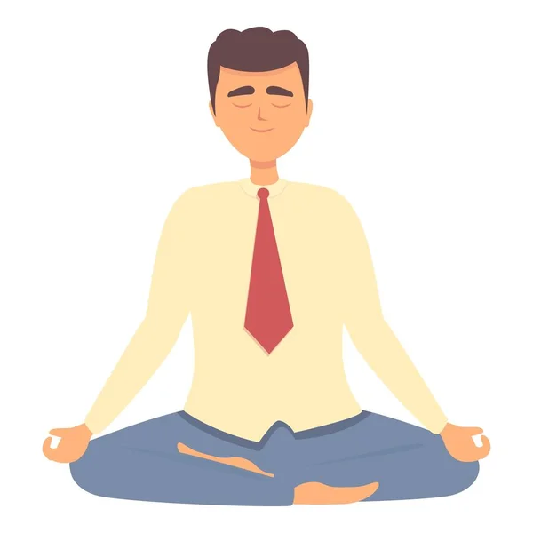 Hombre de negocios icono de la meditación vector de dibujos animados. Persona de yoga — Vector de stock