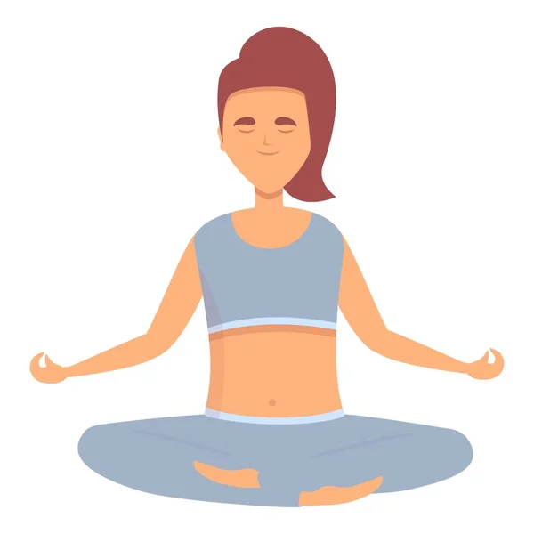 Fitness girl meditation icon cartoon vector. Woman relax - Stok Vektor