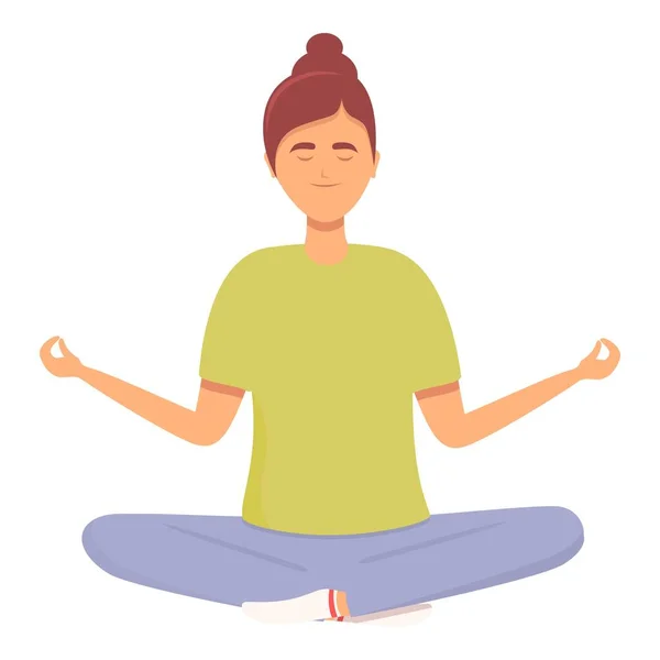 Healthy meditation icon cartoon vector. Woman relax — стоковый вектор