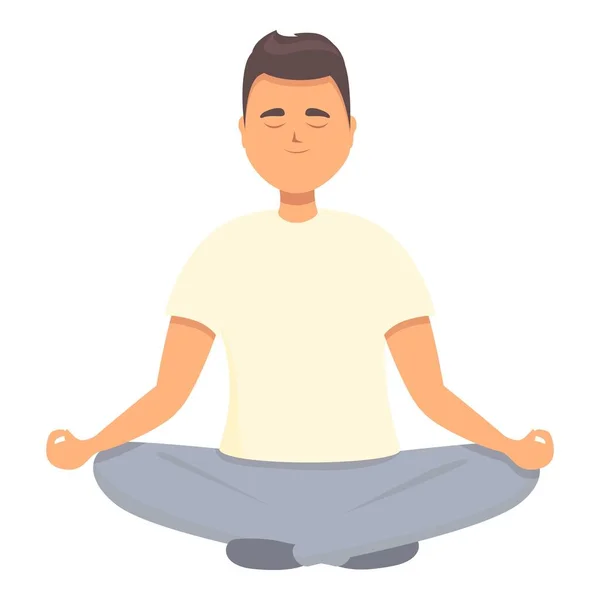 Peaceful meditate icon cartoon vector. Yoga pose - Stok Vektor