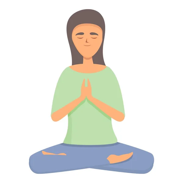 Modern meditation icon cartoon vector. Woman relax - Stok Vektor