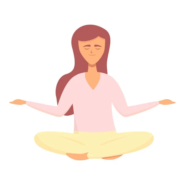 Zen icono de meditación vector de dibujos animados. Mujer relajarse — Vector de stock