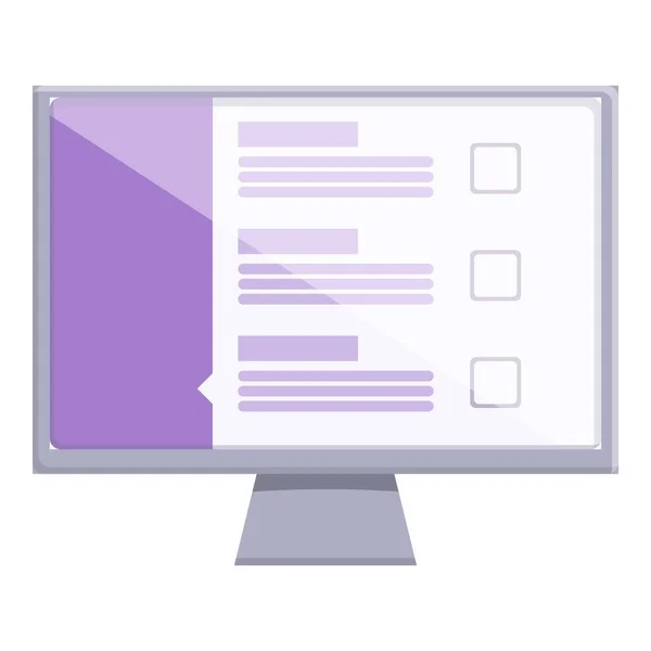 Computer online test icon cartoon vector. Digital form — Image vectorielle