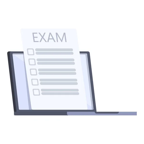 Online exam icon cartoon vector. Computer test — Stok Vektör