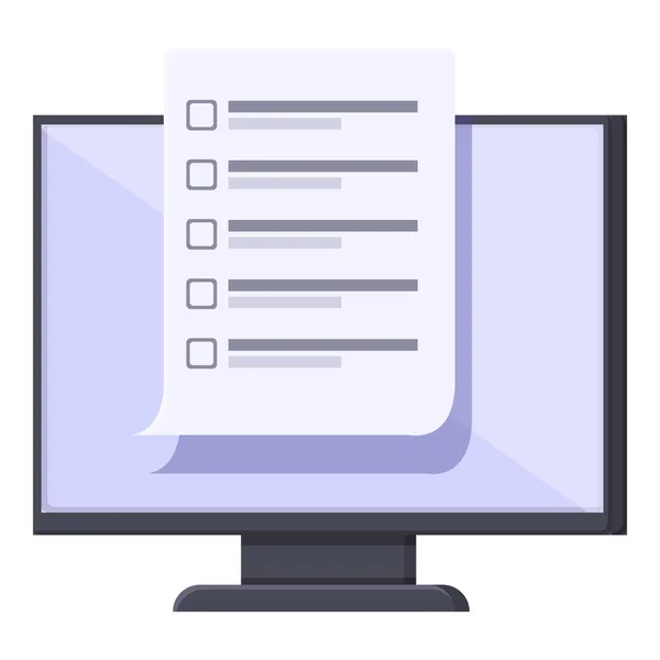 Monitor exam online icon cartoon vector. Computer test — стоковый вектор