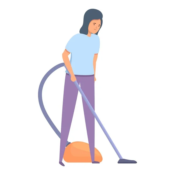 Vacuum cleaner work icon cartoon vector. Cleaning household - Stok Vektor