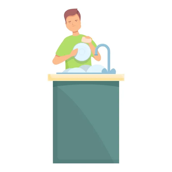 Wash home dish icon cartoon vector. Cleaning household — Wektor stockowy