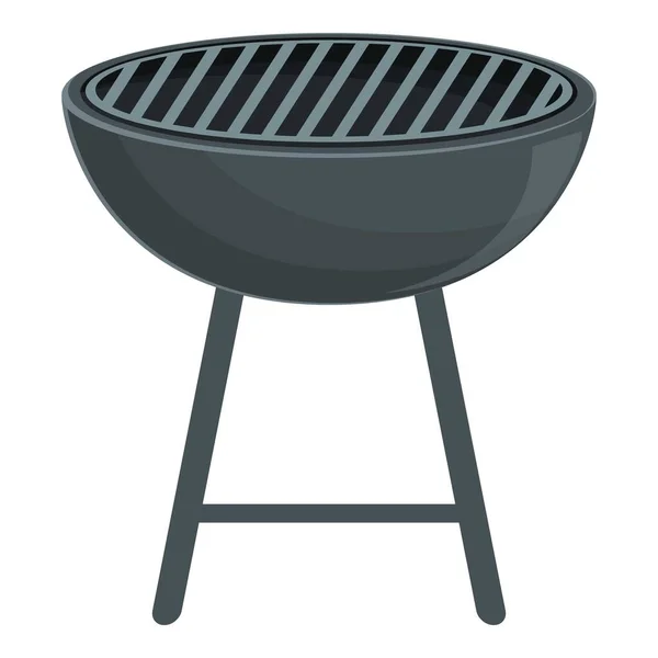 Round grill icon cartoon vector. Cook food — Image vectorielle