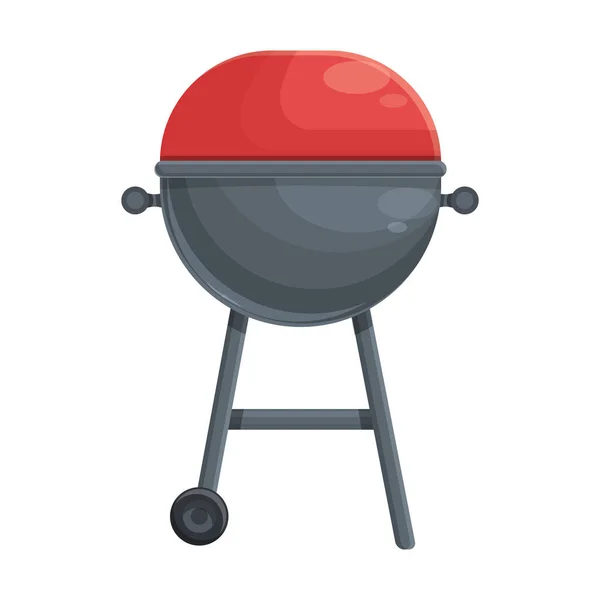 Bbq red grill icon cartoon vector. Cook food - Stok Vektor