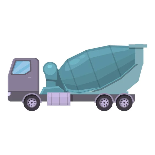Worker concrete mixer icon cartoon vector. Cement truck — Stock Vector