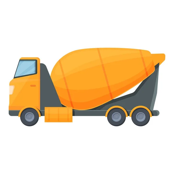 Yellow concrete truck icon cartoon vector. Cement mixer — Stock Vector