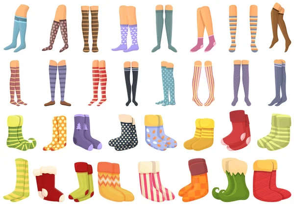 Stockings icons set cartoon vector. Xmas sock — Stockvektor