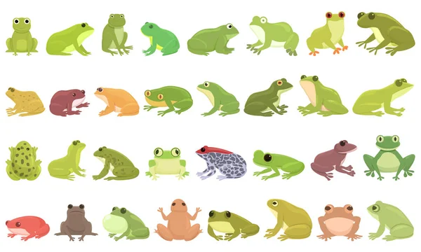Frog icons set cartoon vector. Toad water — Vector de stock