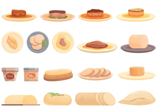 Foie gras iconos conjunto vector de dibujos animados. Comida francesa — Vector de stock