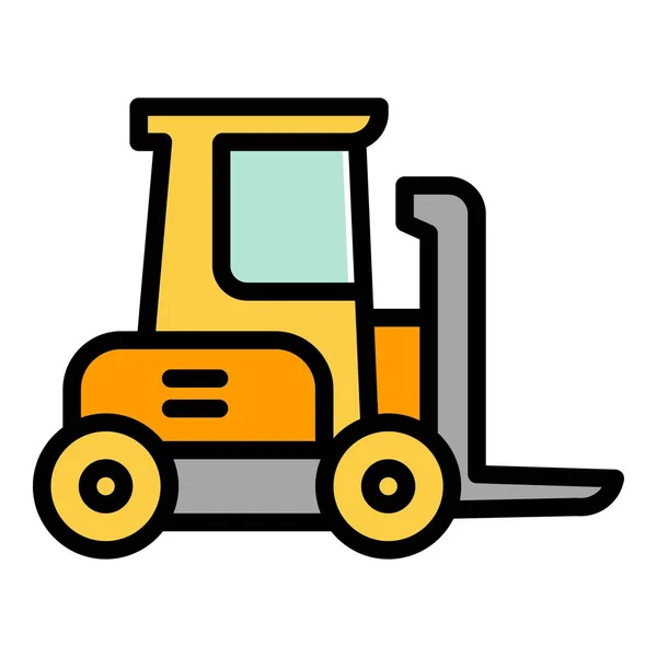 Forklift makine simgesi ana hatları vektörü. Tarım makinesi — Stok Vektör